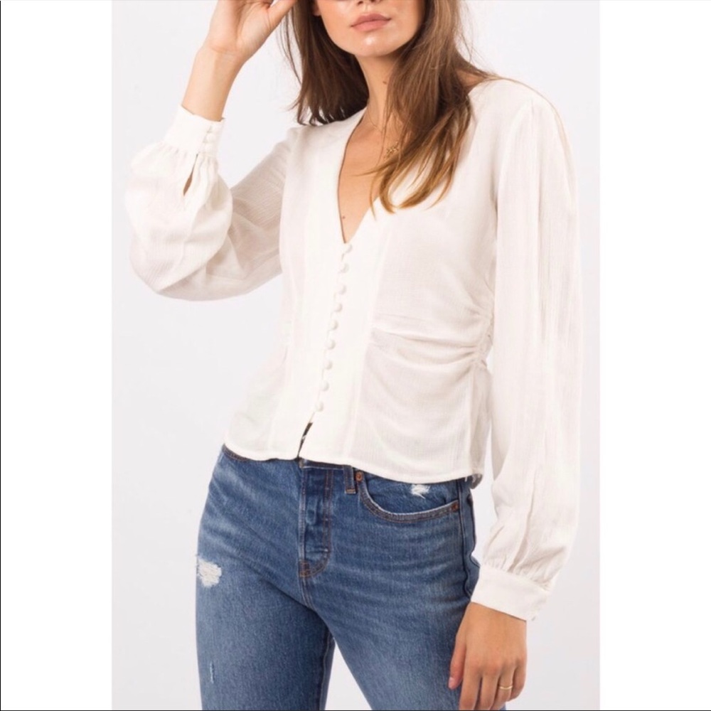 NWT Free People Maise Smocked-Back Blouse